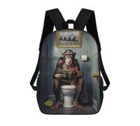 sinyumoney Monkey on The Toilet Sacs À Dos Pour Enfants, Sac À Dos Scolaire, Sac À Dos Imprimé En 3D Pour Enfants, Sac À Dos De Voyage, Sac À Livres, Sac D'école Pour Enfants 17inch