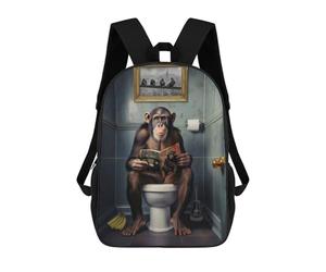 sinyumoney Monkey on The Toilet Sacs À Dos Pour Enfants, Sac À Dos Scolaire, Sac À Dos Imprimé En 3D Pour Enfants, Sac À Dos De Voyage, Sac À Livres, Sac D'école Pour Enfants 17inch