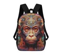 sinyumoney Monkey Portrait Sac À Dos Scolaire Pour Enfants 17 Pouces, Sac À Dos Décontracté Pour Les Voyages, Grand Sac À Dos De Jour Pour Garçons Et Filles 17inch