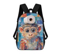 sinyumoney Monkey with Toilet Paper Sacs À Dos Scolaires Pour Enfants, Sac D'école Imprimé En 3D Pour Garçons, Élèves Du Primaire Et Du Collège 17inch