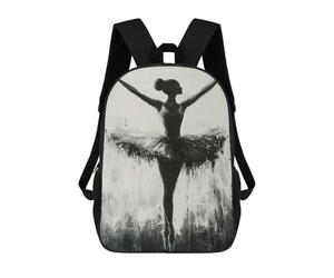 sinyumoney Monochrome Ballerina in Elegant Pose Sac À Dos Scolaire Imprimé En 3D Pour Garçons Et Filles, Sac À Dos Pour Ordinateur Portable Pour Enfants/étudiants/adultes 17inch