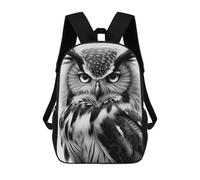 sinyumoney Monochrome Owl Portrait -1 Sac À Dos Imprimé En 3D, Sac D'école Décontracté Et Tendance Pour Enfants, Sac D'école Pour Garçons, Collégiens 17inch