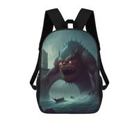 sinyumoney Monster in The Water Sac À Dos Scolaire Imprimé En 3D, Sac À Dos Décontracté Pour Enfants, Sac D'école Imprimé En 3D Pour Garçons, Primaire Et Collège 17inch