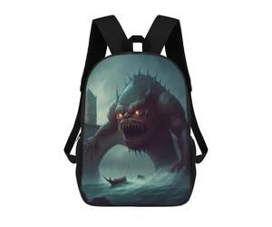 sinyumoney Monster in The Water Sac À Dos Scolaire Imprimé En 3D, Sac À Dos Décontracté Pour Enfants, Sac D'école Imprimé En 3D Pour Garçons, Primaire Et Collège 17inch