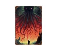 sinyumoney Monster Rising The Giant Squid Awakening Décoration Murale En Fer Imperméable Pour Intérieur/extérieur, Panneaux Métalliques, Style Ferme, Affiche11.8 x7.9