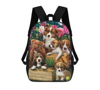 sinyumoney Monstrous Tiger Moonlit Scene Sac à dos d'école pour enfants, sacs à dos imprimés en 3D, sacs à dos d'école à la mode pour garçons, écoliers primaires et collège, Adorable Puppies Garden