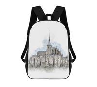 sinyumoney Mont Saint Michel Sac À Dos Pour Enfants, Impression 3D, Sac D'école Pour Garçons Et Filles, Sac À Dos Tendance Et Décontracté Pour Écoliers 17inch