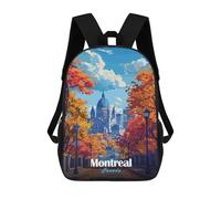 sinyumoney Montreal Canada Autumn Cityscape Illustration Sacs À Dos Imprimés En 3D Pour Enfants, Sacs D'école Tendance Pour Garçons, Élèves Du Primaire Et Du Collège 17inch