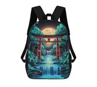 sinyumoney Moon And Torii Gate Japan Sac À Dos Scolaire Pour Adolescents, Imprimé En 3D, Ajustable, À Poches Tendance, Pour Enfants, Garçons, Filles, Étudiants Et Adolescents 17inch