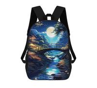 sinyumoney Moon Night Landscape Sac À Dos Scolaire Pour Filles Et Garçons, Sac À Dos Avec Poche, Sac À Dos Tendance Pour Enfants 17inch