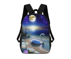 sinyumoney Moonlit Beach Swan Sac À Dos Pour Garçons Et Adolescents, Sacs À Dos Pour Filles, Sacs À Dos Pour Tout-petits, Sacs À Livres Pour L'école Primaire Et Le Collège 17inch