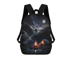 sinyumoney Moonlit Campfire Reflections Sac À Dos Scolaire Pour Enfants, Sac À Dos De Voyage Décontracté, Grand Sac À Dos Pour Garçons Et Filles 17inch