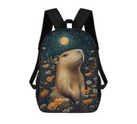sinyumoney Moonlit Capybara Garden Sacs À Dos Pour Enfants, Sac À Dos Scolaire Imprimé En 3D Pour Enfants, Sac À Dos De Voyage, Sac À Livres Pour Enfants 17inch Sac D'école