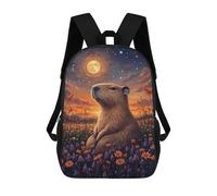 sinyumoney Moonlit Capybara Meadow Sacs À Dos Pour Enfants, Sac À Dos Scolaire Imprimé En 3D Pour Enfants, Sac À Dos De Voyage, Sac À Livres Pour Enfants 17inch Sac D'école