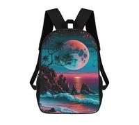 sinyumoney Moonlit Coastal Paradise Sac À Dos Imprimé En 3D, Sac D'école Décontracté Et Tendance Pour Enfants, Sac D'école Pour Garçons, Collégiens 17inch