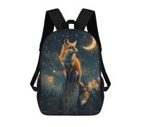 sinyumoney Moonlit Fox Fence Post Sac À Dos Scolaire Pour Enfants, 43 Cm (17 Pouces), Imprimé En 3D, Pour Garçons, Élèves Du Primaire Et Du Collège