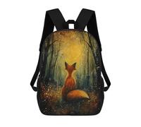 sinyumoney Moonlit Fox Magic Sac À Dos Scolaire Imprimé En 3D, Sac À Dos Décontracté Pour Enfants, Sac D'école Imprimé En 3D Pour Garçons, Primaire Et Collège 17inch
