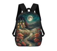 sinyumoney Moonlit Garden Path Sac À Dos Scolaire Imprimé En 3D Pour Enfants, Sac À Dos De Voyage Tendance Et Décontracté Pour Écoliers 17inch