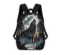 sinyumoney Moonlit Howl Wolf Sacs À Dos Scolaires Pour Enfants, Sac D'école Imprimé En 3D Pour Garçons, Élèves Du Primaire Et Du Collège 17inch