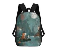 sinyumoney Moonlit Journey - Magical Animal Boat Ride Sac À Dos Imprimé En 3D, Sac D'école Décontracté Et Tendance Pour Enfants, Sac D'école Pour Garçons, Collégiens 17inch