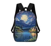 sinyumoney Moonlit Lake Serenity Sac À Dos Imprimé Pour Enfants, Sac D'école, Sac De Voyage Pour Adultes Et Enfants 17inch