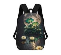 sinyumoney Moonlit Lotus Pond Sacs À Dos Décontractés Pour Enfants, Sacs D'école Pour Adolescents, Filles Et Garçons, Sacs À Dos Pour Livres 17inch
