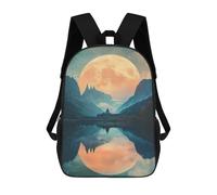 sinyumoney Moonlit Mountain Lake Sacs À Dos Scolaires Pour Enfants, Sac D'école Imprimé En 3D Pour Garçons, Élèves Du Primaire Et Du Collège 17inch