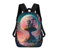sinyumoney Moonlit Mushroom Castle Sac À Dos Scolaire Pour Enfants, Sac À Dos De Voyage Décontracté, Grand Sac À Dos Pour Garçons Et Filles 17inch