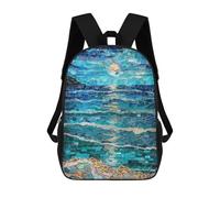 sinyumoney Moonlit Ocean Mosaic Art Sac À Dos Scolaire Imprimé En 3D Pour Garçons Et Filles, Sac À Dos Pour Ordinateur Portable Pour Enfants/étudiants/adultes 17inch