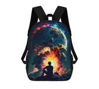 sinyumoney Moonlit Reflections Cosmic Serenity Sac À Dos Scolaire Pour Enfants, Grand Sac À Dos 3D, Cadeau Pour Enfants 17inch