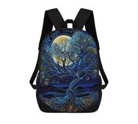 sinyumoney Moonlit Tree of Life Illustration Sac À Dos Scolaire Pour Adolescents, Imprimé En 3D, Ajustable, À Poches Tendance, Pour Enfants, Garçons, Filles, Étudiants Et Adolescents 17inch