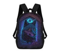 sinyumoney Moonlit Wolf Portrait Sac À Dos Imprimé En 3D, Sac D'école Décontracté Et Tendance Pour Enfants, Sac D'école Pour Garçons, Collégiens 17inch