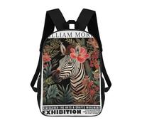 sinyumoney Morris Floral Zebra Exhibition Sacs À Dos 17 Pouces Pour Enfants, Sacs D'école Imprimés En 3D Pour Élèves Du Primaire Et Du Collège, Garçons Et Filles