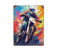 sinyumoney Motocross Rider in Action Décoration Murale En Fer Forgé Pour La Maison, La Ferme, Le Café, Le Bureau, Le Magasin Et Le Jardin15.7 x11.8