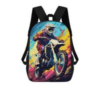 sinyumoney Motocross Rider in Action Sacs À Dos Tendance Imprimés En 3D 17inch Sac D'école Décontracté Pour Enfants, Garçons, Élèves Du Primaire Et Du Collège