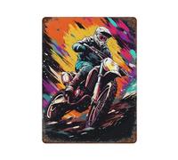 sinyumoney Motocross Thrill Rider in Action Plaques Métalliques Humoristiques Pour Bureau, Piscine, Clubs, Bars, Sealine15.7 x11.8