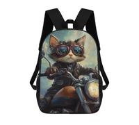 sinyumoney Motorcycle Cat Adventure 17inch Sac À Dos Scolaire Imprimé En 3D Pour Enfants, Style Décontracté Et Tendance, Idéal Pour Les Voyages Et Les Études.