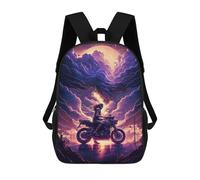 sinyumoney Motorcycle Ride Through Fantasy Clouds Sac À Dos Scolaire Pour Enfants 17 Pouces, Sac À Dos Décontracté Pour Les Voyages, Grand Sac À Dos De Jour Pour Garçons Et Filles 17inch
