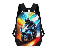 sinyumoney Motorcycle Rider in Motion Sacs À Dos Scolaires Pour Enfants, Sac D'école Imprimé En 3D Pour Garçons, Élèves Du Primaire Et Du Collège 17inch