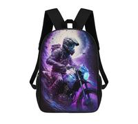 sinyumoney Motorcycle Rider Moonlit Night Sacs À Dos Imprimés En 3D Pour Enfants, Sacs D'école Tendance Pour Garçons, Élèves Du Primaire Et Du Collège 17inch