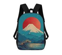 sinyumoney Mount Fuji And Ocean Wave Art Sacs À Dos Pour Enfants, Cartables, Sacs À Dos Scolaires Imprimés En 3D, Sacs À Dos De Voyage Tendance Pour Enfants (primaire, Collège) 17inch