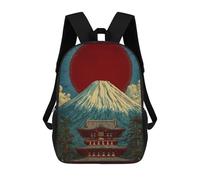 sinyumoney Mount Fuji And Temple Illustration Sacs À Dos Pour Enfants, Sac À Dos Scolaire, Sac À Dos Imprimé En 3D Pour Enfants, Sac À Dos De Voyage, Sac À Livres, Sac D'école Pour Enfants 17inch
