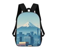 sinyumoney Mount Fuji And Tokyo Skyline Illustration Sacs À Dos Pour Enfants, Cartables, Sacs À Dos Scolaires Imprimés En 3D, Sacs À Dos De Voyage Tendance Pour Enfants (primaire, Collège) 17inch