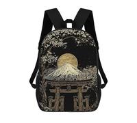 sinyumoney Mount Fuji And Torii Gate Illustration Sacs À Dos Pour Enfants, Cartables, Sacs À Dos Scolaires Imprimés En 3D, Sacs À Dos De Voyage Tendance Pour Enfants (primaire, Collège) 17inch