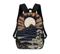sinyumoney Mount Fuji Retro Art Sac À Dos Scolaire Pour Filles Et Garçons Avec Poche, Sac À Dos Tendance Pour Enfants 17inch