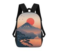 sinyumoney Mount Fuji Sunset Illustration Sac À Dos Enfant Fille 3D, Sac D'école, Sac À Dos Pour Tout-petits, Sac À Dos Décontracté, Sac À Livres Tendance 17inch