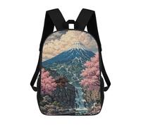 sinyumoney Mount Fuji with Cherry Blossoms Sakura Japanese Traditional Art Sac À Dos Enfant Fille 3D, Sac D'école, Sac À Dos Pour Tout-petits, Sac À Dos Décontracté, Sac À Livres Tendance 17inch