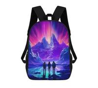 sinyumoney Mountain Aurora Reflections Sac À Dos Enfant, Cartable, Sac D'école, Motif Dessin Animé 3D, Sac Pour Ordinateur Portable, Pour Garçons Et Filles 17inch