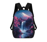 sinyumoney Mountain Fuji Waterfall Night Japanese Cherry Blossom Sac À Dos Enfant, Cartable Imprimé En 3D Pour Garçons Et Adolescents 17inch