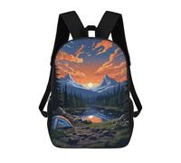 sinyumoney Mountain Lake Camping Scene Sacs À Dos Décontractés Pour Enfants, Sacs D'école Pour Adolescents, Filles Et Garçons, Sacs À Dos Pour Livres 17inch